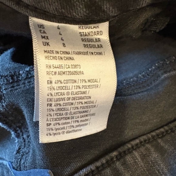 American Eagle super stretch X4 black distressed jeans size 4 R - Picture 6 of 7